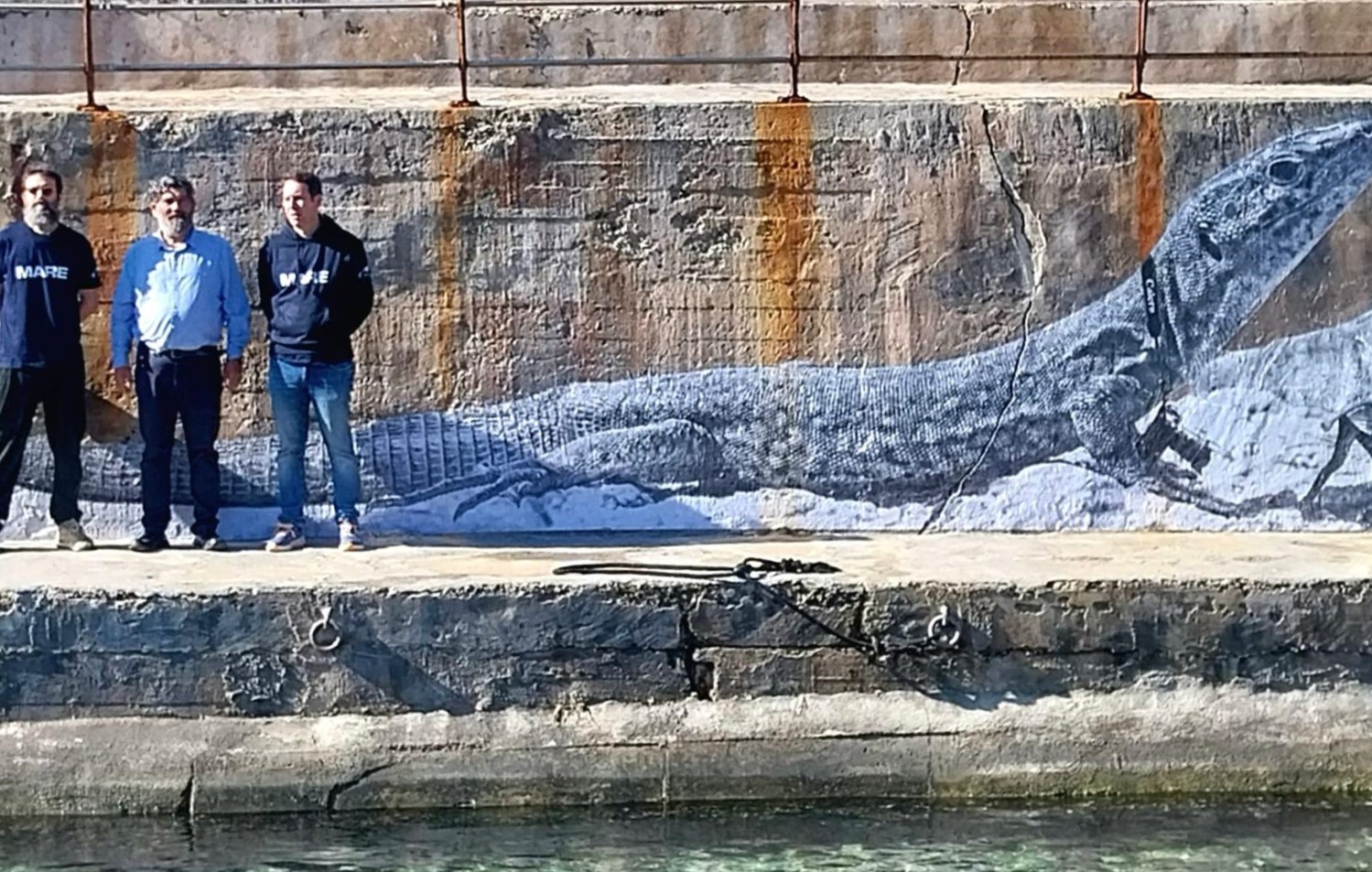 El nou mural d'una sargantana a sa Dragonera.